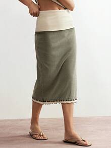 Bohemela Women's Casual Knit Patchwork Skirt - Multicolor - View 2