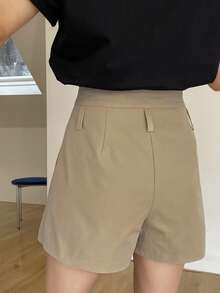 DAZY Shorts de verano plegables para mujer, shorts urbanos casuales y sueltos de estilo callejero - Caqui - Ver 5