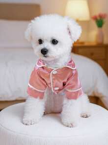 PETSIN 1pc Satin Pet Pajamas, Light Luxury Style Cat And Dog Home Clothes, Soft And Comfortable Pajamas - Multicolor - View 6