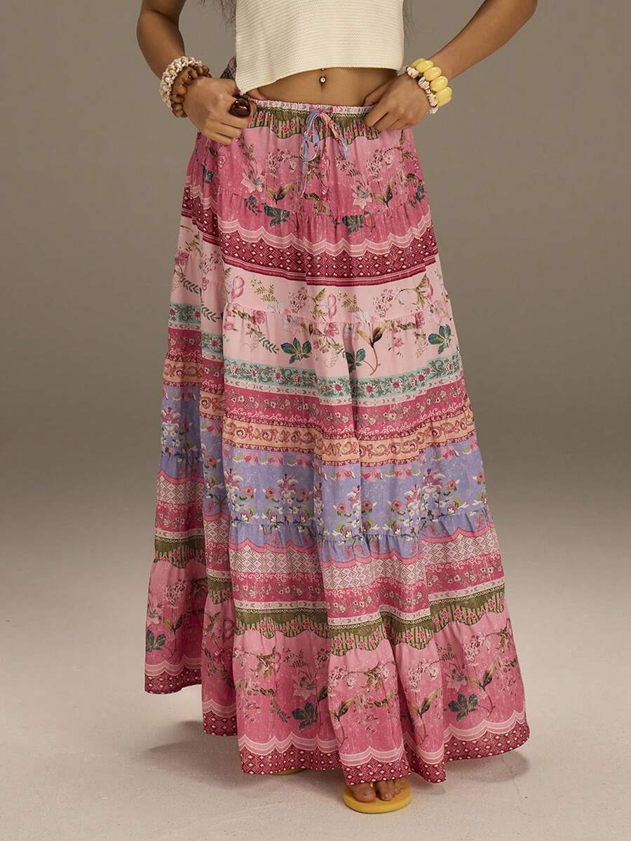 Athîral Women's Casual Floral Print A-Line Skirt - Multicolor - View 1