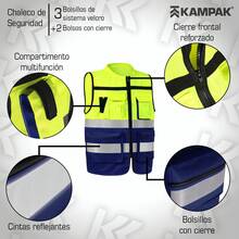KAMPAK KW553 高能见度反光背心，带多功能口袋和加固扣件，适用于工作、食品和工业场所。 - azul - 查看 8