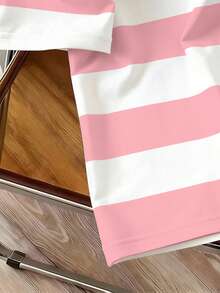 Manfinity Joysei Men's Contrast Stripe & Letter Print Polo Shirt - Baby Pink - View 4