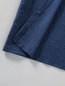 Vacaura Bộ 2 món thời trang thường ngày, tối giản, đa năng, áo sơ mi ngắn tay và quần short màu xanh navy phối hai tông màu, dáng rộng, thoải mái cho mùa thu, xuân, hè, phù hợp cho mặc hàng ngày, đi làm, hoạt động ngoài trời, thể thao, đi học, dạo phố, dự tiệc và chụp ảnh. - Nhiều màu - Xem 4
