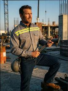 Camisa de Gabardina con Detalles Reflectantes - Gris Oscuro - Ver 4