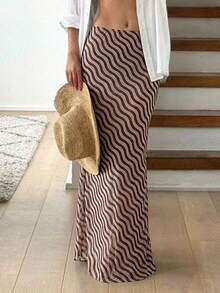 Siren Gaze 女士波浪条纹长款美人鱼裙 - 彩色 - 查看 4