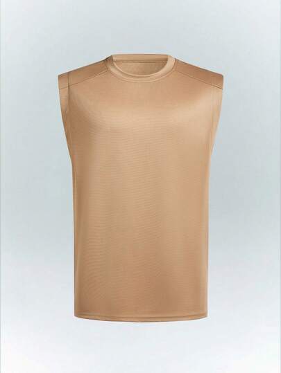 Driftmere 男士夏季運動休閒簡約純色圓領背心上衣