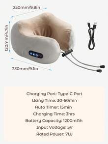 JMMO Electric Massage U-Shaped Pillow, Relaxes Muscles, Simulates Neck & Hand Massage, For Home Rest, Office Work, Long-Distance Travel, Gift For Women, Men & Families - Brown - View 6
