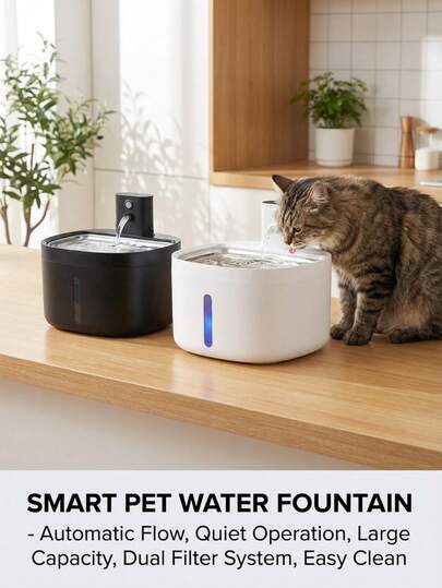 PETSIN 无线自动猫咪饮水器 - 88 盎司/2.6 升/0.69 加仑，配备自动感应水源的运动传感器，三种模式：感应模式、20 分钟定时模式、1 小时持续供水模式，静音水泵 - 由可充电电池供电，适用于宠物饮水器