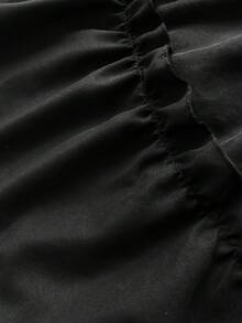 SHEIN Galaire Đầm đen gợi cảm cỡ lớn, cổ chữ V sâu, eo nhún. - màu đen - Xem 7