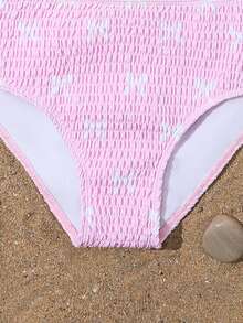 SHEIN Tween Girls Butterfly Print Bikini Sets, Pink Base With White Pattern, Cute Adjustable Shoulder Straps, 2pcs Swimsuit With Triangle Bottom, Suitable For Summer Vacation, Beach, Swimming Pool, Party - Pink - View 5