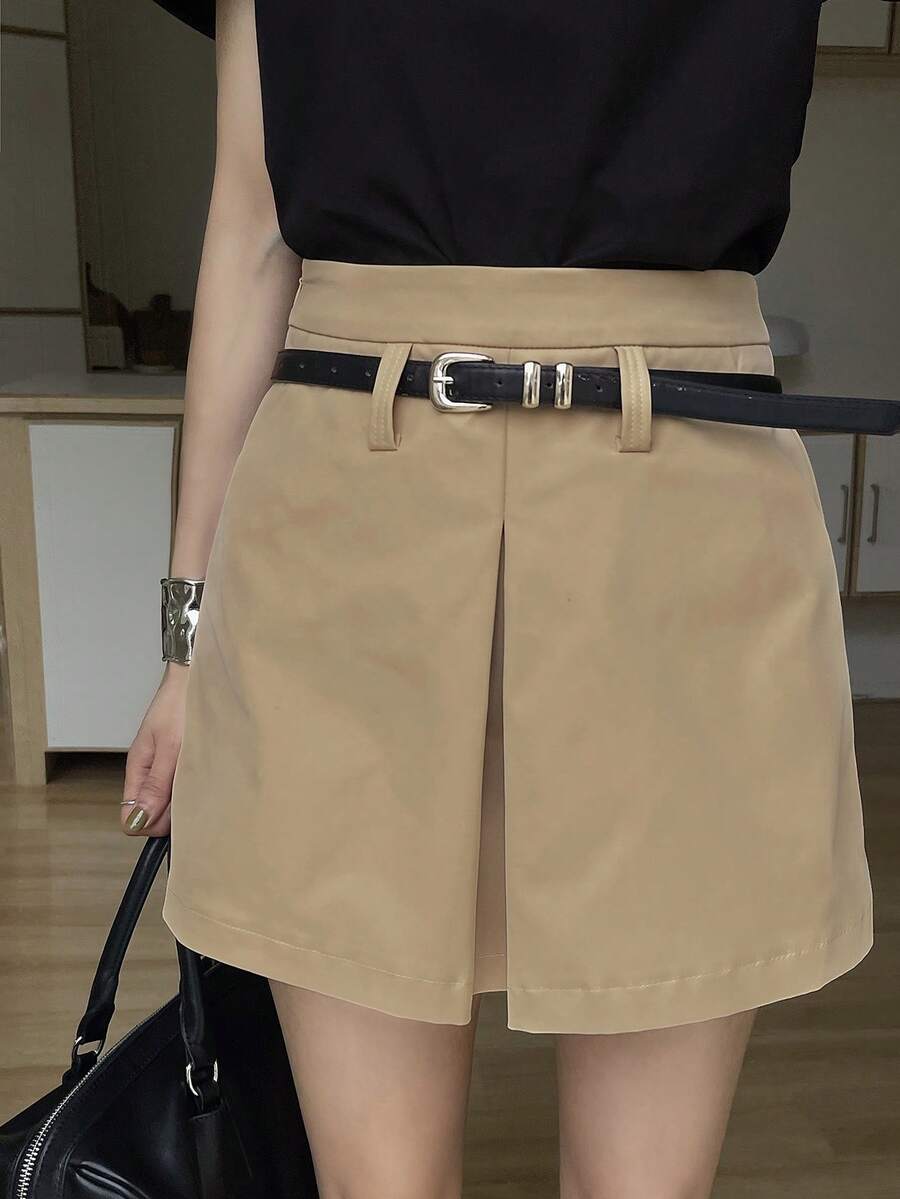 DAZY Shorts de verano plegables para mujer, shorts urbanos casuales y sueltos de estilo callejero - Caqui - Ver 1