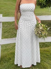 SHEIN 适合青少年女孩的夏季无袖浅黄色休闲长裙 - 彩色 - 查看 2