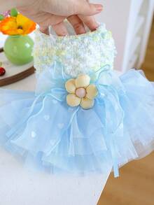 PETSIN 1pc Pet Light Luxury Princess Style Dress, Cat And Dog Universal Clothes, 3D Three-Dimensional Flower Love Bow Decoration Dress, Multi-Color Optional - Multicolor - View 17