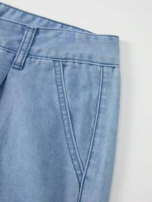 GlowEve Women's Casual Everyday Wear Floral Embroidery Pocket Button Denim Jeans - Blue - View 5