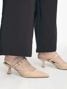 Mnmlis Women Low-Heeled Beige Pointy-Toe Pumps In A Minimalist Commuter-Chic Style. - Beige - View 10