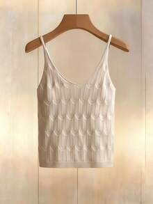 Franclia Solid Cami Knit Top - Apricot - View 2