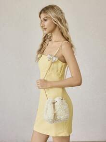 MOTF 白色小碎花水桶包 - 米色 - 查看 9