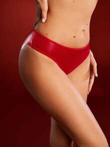 EmpressEnvy Red PU Patchwork Flame Pattern Sexy Punk Style Panties For Club Party - Red - View 4