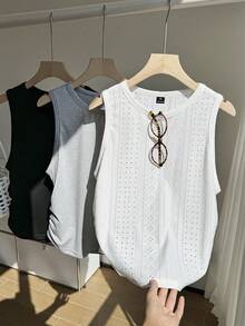 Comfortcana Plus Size Casual Solid Color Tank Top, Versatile For Summer - Multicolor - View 1