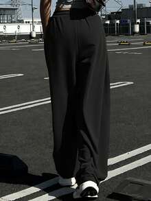 Dazy Tall 女士抽绳腰带休闲日常运动裤 夏季 - 黑色 - 查看 2