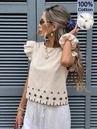 Serisse Women's Floral Print Round Neck Casual Versatile Daily Wear Shirt