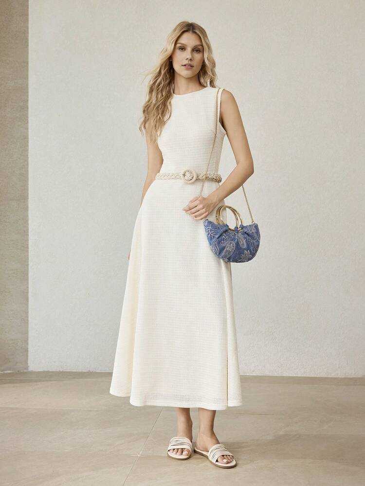 WOMEN'S HANDBAG, DELICATELY EMBROIDERED SEMI-ROUND TOTE BAG