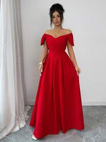 SHEIN Elenzya Elegant Daily Commute Fashion French Street Retro Versatile Party Holiday Business Wine Red Long Sleeve Dress, Summer - Burgundy - View 5