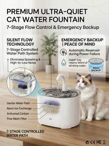 PETSIN 2.2L Cat Drinking Fountain, Automatic Silent Filter Drinking Water Dispenser, Suitable For Small And Medium-Sized Cat And Dog, USB Power Cord Without Adapter - multicolor - View 4