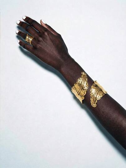 Lumivelle 2 pezzi Set di gioielli in stile boho per donna, braccialetto a forma di foglia geometrica stropicciata e anello regolabile, adatto per accessori quotidiani, vacanze, appuntamenti, shopping, feste, regalo per madre, moglie, fidanzata