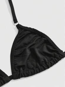 ROMWE Áo ngực kiểu Gothic buộc dây, cúp tam giác, đính đá hình ngôi sao năm cánh - màu đen - Xem 4
