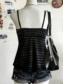 Lalippa Women's Contrast Lace Striped Casual Camisole - Multicolor - View 2