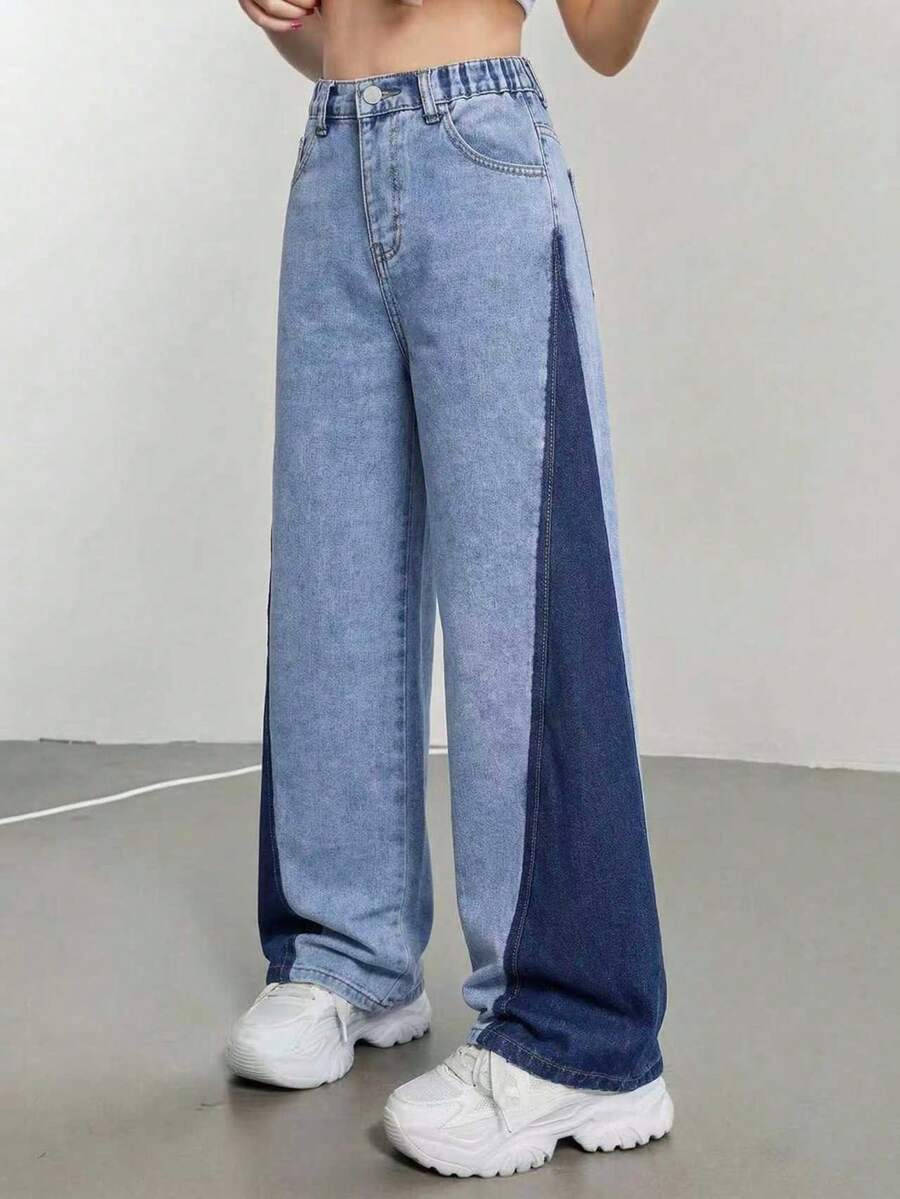 Quần jeans ống rộng dáng suông phong cách Y2K dành cho bé gái tuổi teen, rách gấu, đa năng cho trang phục thường ngày, đi chơi, dự tiệc, du lịch - Quần jeans nhiều túi thời trang cho kỳ nghỉ. - Nhiều màu - Xem 1