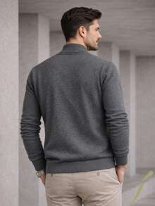 Men's Grey Bomber Sweater With Front Closure | Moderno - Grey - View 4