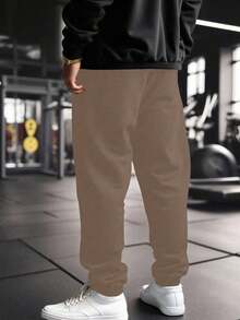 GymBeat 男士哥特风印花运动裤 - 卡其色 - 查看 2