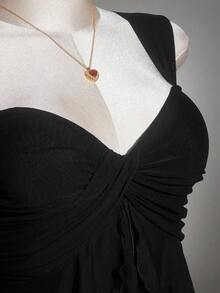 SHEIN ICON 大码女式纯色扭结前襟背心 - 黑色 - 查看 11