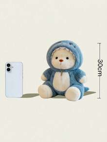 POKOJA LAND 1包可爱换装泰迪熊玩偶，关节可动，可变换姿势，鲨鱼装扮套装，女孩生日派对礼物，圣诞礼物，礼品袋 - 彩色 - 查看 2