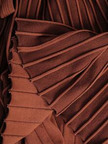 Anewsta Đầm len cổ cao kẻ sọc ôm dáng thanh lịch mới cho nữ, kiểu dáng mùa xuân sớm. - màu nâu - Xem 9