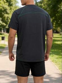 Manfinity Dauomo Men's Round Neck Raglan Short Sleeve Casual Versatile T-Shirt - Dark Grey - View 4