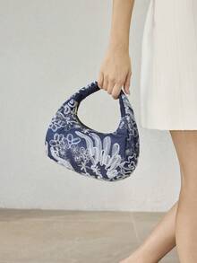 MOTF PREMIUM Túi xách nữ thời trang đính sequin, khóa kéo, có quai xách, thích hợp cho các bữa tiệc. - Màu xanh hải quân - Xem 6