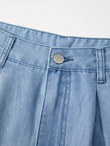 GlowEve Women's Casual Everyday Wear Floral Embroidery Pocket Button Denim Jeans - Blue - View 4