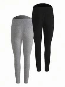 Modmama Leggings casuales de maternidad de unicolor con cintura ajustable - Multicolor - Ver 2