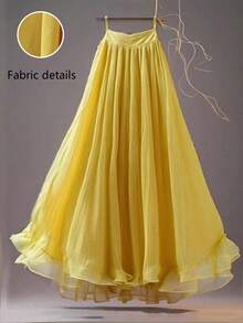 GlowEve Women's Yellow Vacation Double-Layer Tulle Skirt - Yellow - View 1