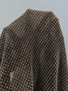 Franclia Women's Elegant Sexy Chic Gold Plaid Knit Camisole Bodycon Split Midi Dress, Tight Fitting Party Club Dress - Gold - View 5