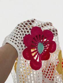 AXEPEAK 男士度假休闲撞色镂空针织开衫 - 白色 - 查看 7