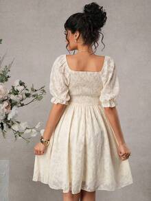 Momance Pregnant Women's Jacquard Knotted Ruched Fashionable Date Party Dress, Suitable For Summer - Apricot - View 2