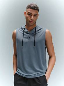 Driftmere 男士條紋束口帽子背心，適用於夏季 - 霧霾藍 - 查看 4