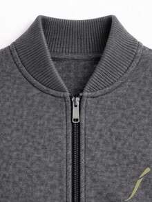 Men's Grey Bomber Sweater With Front Closure | Moderno - Grey - View 6