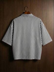 TOKVUE TOKUVE 男士休闲 Polo 衫，年轻时尚的拉链门襟 Polo 衫，简约休闲条纹面料，日常穿着，灵感源自 ，短袖 Polo 衫，适合音乐节、度假和日常穿搭，男士休闲衬衫，居家休闲，度假文化，个性化定制，送给丈夫或男友的礼物 - 黑色 - 查看 2