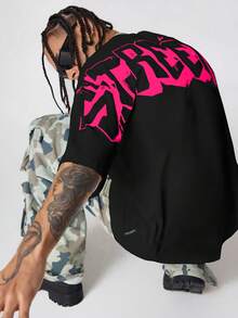 AXEPEAK Kaos Pria Lengan Pendek Kerah Bulat Longgar dengan Grafis Bahasa Inggris, Cocok untuk Musim Panas, Gaya Streetwear, Emo, Gaya 2000-an - Hitam - View 4