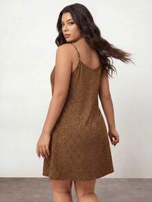 Enliva Robe caraco à imprimé léopard grande taille, simple et à la mode, adaptée aux robes décontractées d'été pour femme Robe d'été décontractée Robes d'été décontractées - Tabac - Voir 2